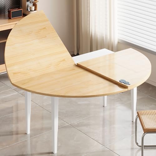 zzpdnjt Large Round Foldable Table Top Solid Wood Tabletop Extender Space-Saving Folding Dining Desk 55in - 79in Diameter No Legs Table Tops(63in)