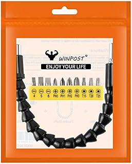 Flexible Drill Bit Shaft Extension Screwdriver Connectors 300mm Screwdriver Universal Shaft Flexible Shaft Bits Electronics Drill Extention Screwdriver Holder Connect Link with 10PCS Bits Power Tools