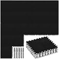 Timgle 36 Pcs Interlocking Carpet Tiles Plush Foam Floor Mats with Border Fluffy Play Mat Floor Tiles Soft Climbing Area Rugs for Kids Home Playroom Decor, 12 x 12 x 0.4 Inch(Black)