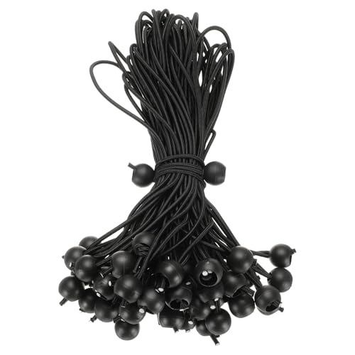 HARFINGTON 50 pcs Cordes bungee boule 12" robustes, noir