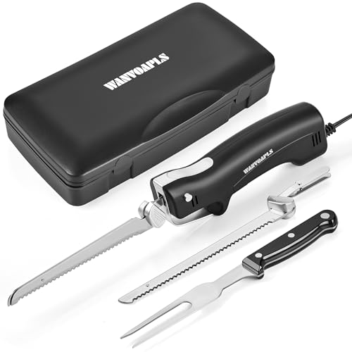Comparison: Best Electric Knife For Brisket 6 Electric Knife - Carving Knife Set, Black Ergonomic Handle Electric Knifes Cutting 2000 Times/Minute with 60-inch Power Cord, for Meat, Poultry, Bread, Brisket Slicing, Thanksgiving and Christmas Gift
