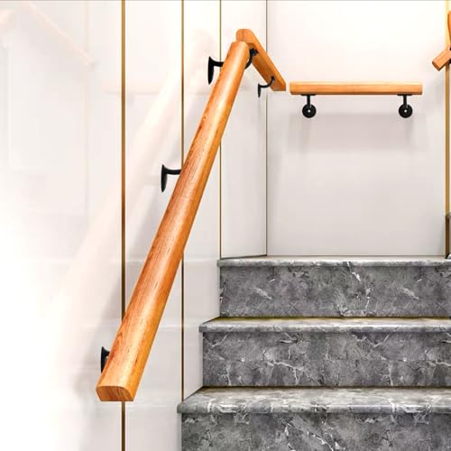 Handlaufhalter Handlauf Halterung, Edelstahl Handlaufträger für Treppengeländer Holz oder Metall, Handlauf Wandhalter für Innen- und Außenhandläufe, Handlaufhalter Schwarz, 2 Stück