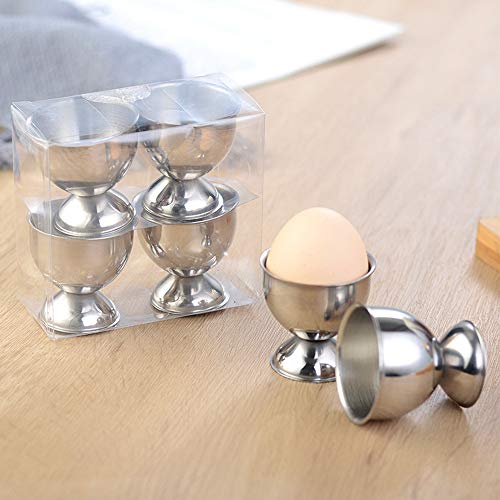 YANJINGHE 4 Stück Eierhalter Set, Eierhalter Geschirr, Eierbecher Aus Edelstahl, Eierbecher Halter, Eierbecher Eierhalter Edelstahl Soft Boiled Egg Cup Geschirr für Restaurant, Haus, Küche (Silber) – Bild 6