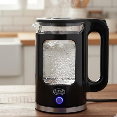 Hervidor eléctrico de vidrio Alpine Cuisine 1.7L negro miniatura 2