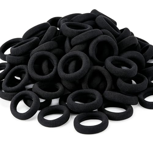 Image of 120 Pcs Baby Hair Ties, Cotton Toddler Hair Ties for Girls and Kids, Multicolor Small Seamless Hair Bands Elastic Ponytail Holders,Black