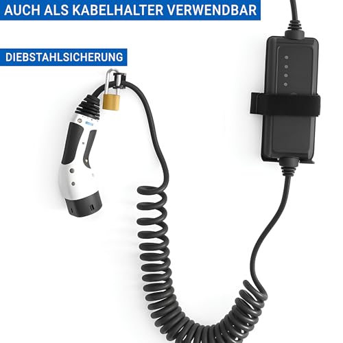 EVify Typ 2 Diebstahlschutz mit Schloss - Diebstahlsicherung für Ladekabel an der Wallbox, für Kabel bis 22 mm Durchmesser geeignet