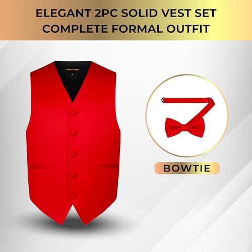 Men's Solid Formal Waistcoat Tuxedo Dress Vest Bow Tie Set for Suit or Tuxedo 5