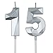 15th & 51st Birthday Candles for Cake, Silver Number 15 51 3D Diamond Shaped Candle Birthday Decorations Party Supplies for Girls, Boys, Women or Men