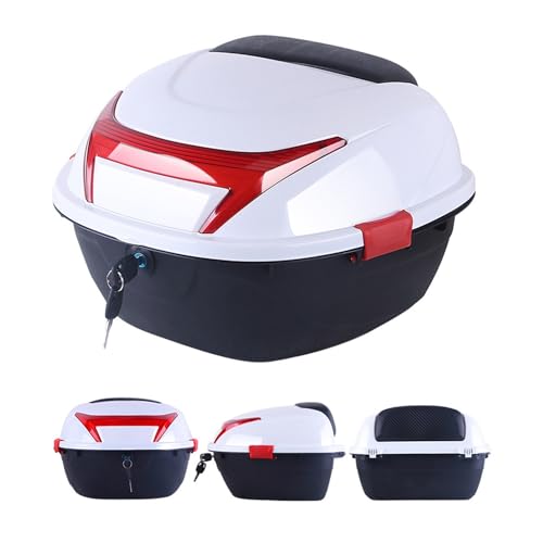 JEDAL Baúl para Motocicleta Caja para Equipaje de Casco Maleta Moto con Respaldo y Montaje Accesorios Baúl de Moto Impermeable 35L (Color : White)
