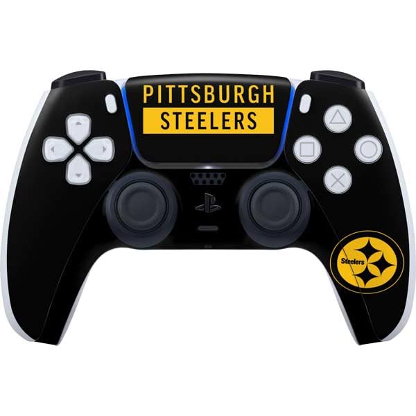Skinit Decal Gaming Skin Compatible with PS5 Controller - Officially Licensed NFL Pittsburgh Steelers Black Performance Series Design