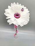 White Daisy Pink Bling with Suction Vase - Compatible with VW Beetle
