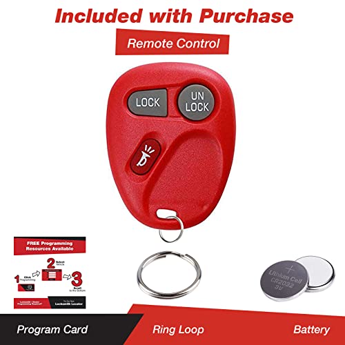 Keylessoption Replacement 3 Button Keyless Entry Remote Control Key Fob For 15042968 -Red #TOP1