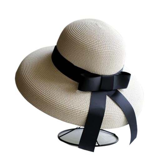 Chapeau de paille de plage vintage pour femme grand bord soleil