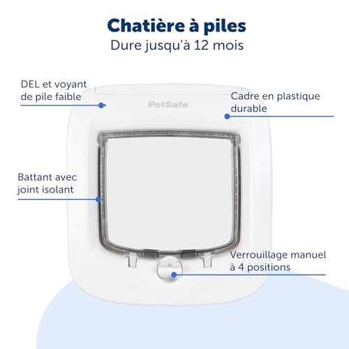 Image of PetSafe Microchip Cat Door, Exterior or Interior Pet Door - Multi-User RFID Access Up to 40 Pets, 4-Way Locking, Weatherproof, DIY Easy Install, Hardware Kit; Privacy for Cat Litter Box or Pet Feeder