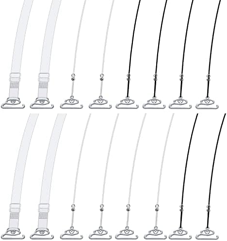 Yafe 8 Pair Clear Bras Straps for Women, Invisible Bra Straps Holder Stop Slipping Clear Back Strap Bra See Through Bra Straps for Women Strapless Bras