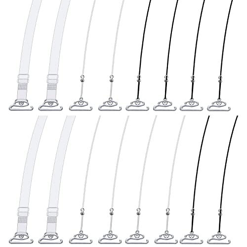 Yafe 8 Pair Clear Bras Straps for Women Invisible Bra Straps Holder Stop Slipping Clear Back Strap Bra See Through Bra Straps for Women Strapless Bras