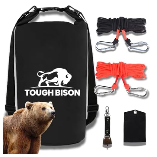 Ultralight Bear Bag Hanging System for Backpacking and Camping - 10L Waterproof Bear-Proof Food Storage Kit with Survival Ropes, Carabiners, Rock Pouch, and Nylon Bag