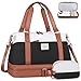 Travel Duffel Bag, ETRONIK Gym Bag for Women with Shoes Compartment & Wet Pocket, Carry On Weekender Bag with Toiletry Bag, Overnight Bag for Hospital, Yoga, Sports (Brown)