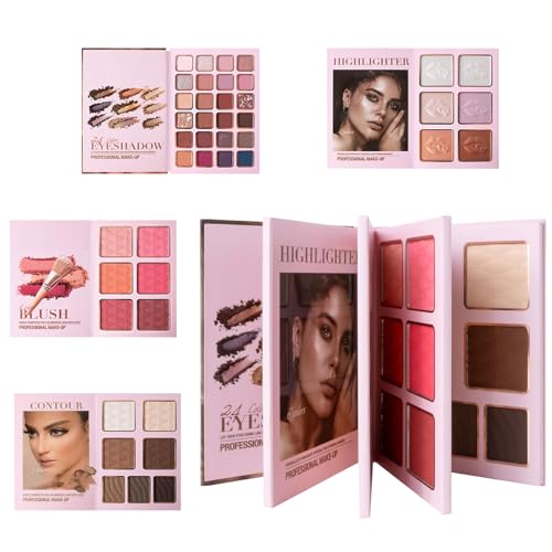 Paleta De Maquillaje - 43 Colores Cosméticos Mate - Paleta Facial Con Brillo Rubor Y Contorno,Para Fiestas Viajes Vacaciones Citas Bodas Sesiones de Fotos Eventos de Trabajo Mujeres Novias