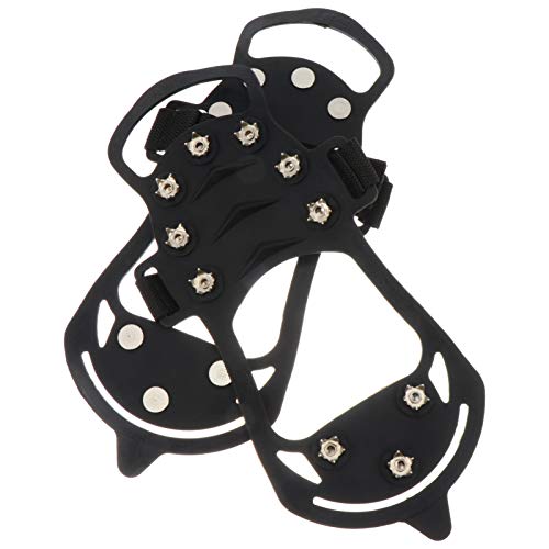 JEWEDECO 10-Stud Anti-Slip Shoe Covers Crampons for Ice Snow Winter Ice Grippers for Hiking