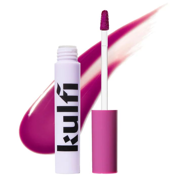 Kulfi Lassi Lips Staining Lip Oil | Color: Lucky Lotus - magenta | Glossy Finish, Hydrating, Buildable Color, Sheer to Medium Tint, 0.12 fl oz