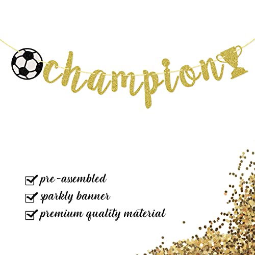 Champion Banner, Sports Theme Banner, Soccer Game Day Party Decorations, Gold Glitter #TOP3