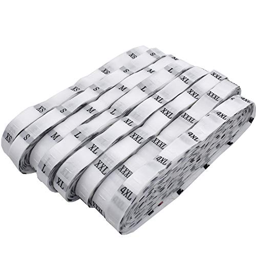 Renashed 4000 Polyester Cloth Size Label Shirt Garment Tags Each Size 500Pcs (White)