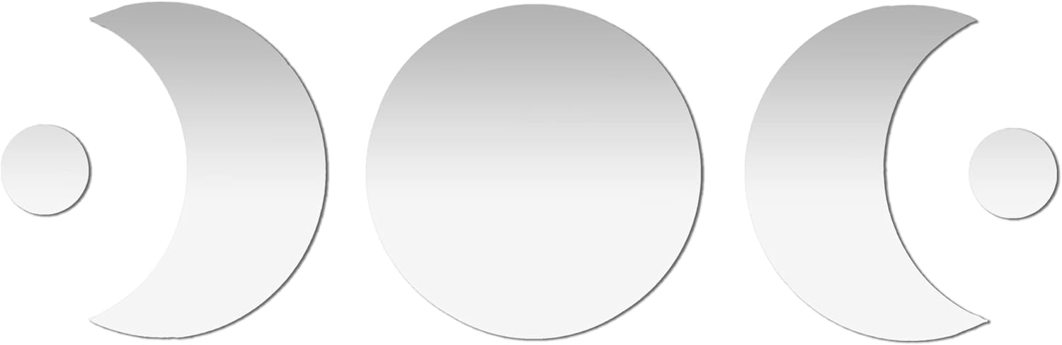 Americanflat Adhesive Mirror Tiles - Set of 5 Moon Phase Mirrors for Wall and Home Decor - Peel and Stick Mirrors - Modern Glass Mirror for Bathroom, Bedroom, Living Room