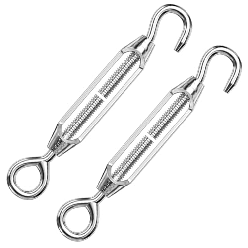 OUDQFCJ 2 Piezas Tensores de Acero Inoxidable, Tensor para Cuerda Tendedero, Tensores de Alambre, Tensores para Toldos, Tensores Toldo Vela, Tensor Cable Acero, Tensores para Exterior
