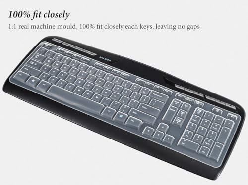 Image of Keyboard Cover Compatible with Logitech MK320 MK330 K330 MK335 Wireless Desktop Keyboard, Logitech MK320-YR002 /Y-R0009 Keyboard Protector Skin-Clear