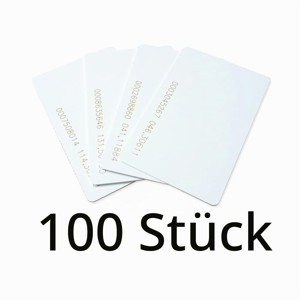 YAVIS 100 Stück RFID-Karte 125 kHz Annäherung ID Smart Card Tag 0,8 mm dick TK4100 / EM4100 / EM4200 Lesen Karte für Zugangskontrollsystem, weiß