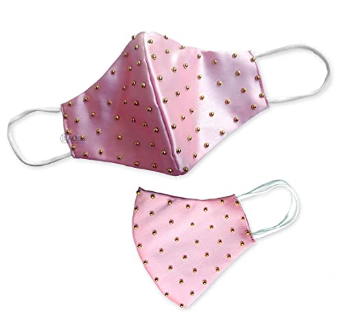 Image of ᵀᴹ : WEDDING SPECIAL Cloth Face Mask - Washable Light Weight Satin - Cotton Masks MULTI COMBO (PACK OF 1 - PINK)