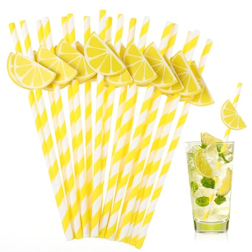 Lemon Paper Straws Set of 20