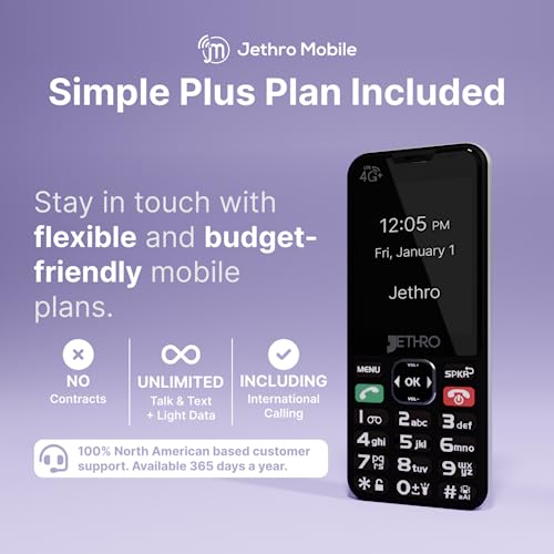 Jethro Sc490 4G Cell Phone For Seniors | (30 Days) Unlimited Talk, Text & 500Mb Data #TOP6