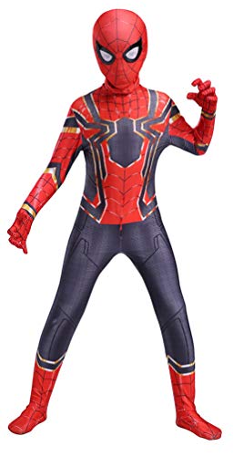 Riekinc Superhero Bodysuit Kids Zentai Suit Halloween Costumes Kids Small Red/Navy