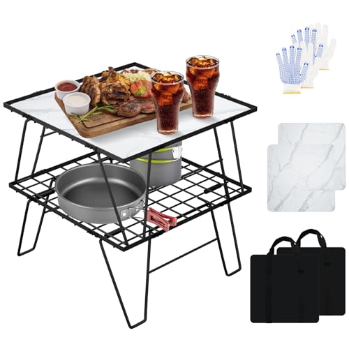 YEYINGZHUO Portable Small Camping Table, 16" x 16" x 8" Lightweight Folding Table, Portable Outdoor Picnic Table with Carry Bag for Hiking, Camping, Picnicking, BBQ, Outdoor Cooking (2PCs)