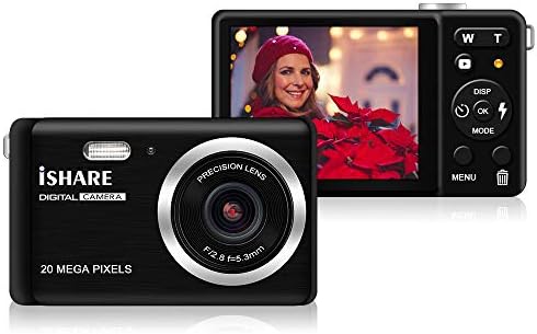 ISHARE Digital Camera for Photography with 2.8’’LCD, 20MP HD Photography Camera Rechargeable Point and Shoot Camera for Kids/Teenager/Seniors/Learner/Beginners(Black)