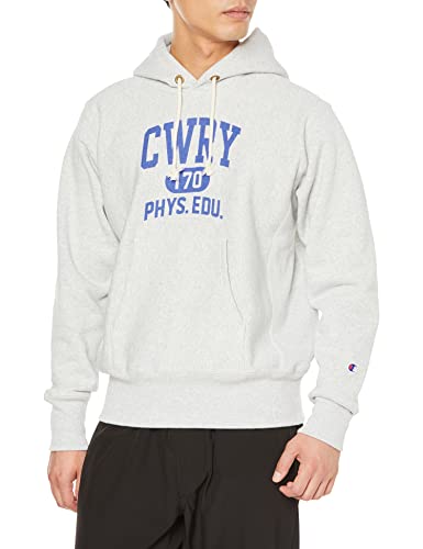 [チャンピオン] パーカー 長袖 裏起毛 トレーナー 11.5oz グラフィックプリント 青単タグ リバースウィーブ(R) フーデッドスウェットシャツ C3-W111 メンズ シルバーグレー 3L