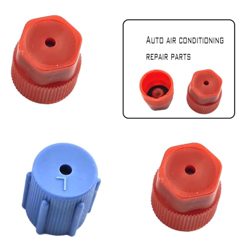 Luminuti 1 Pack 10 Pcs Air Conditioning Cover Accessories, Universal For Most Cars, 5 Blue Low Side And 5 Red High Side Seal Cover Parts, ABS Plastic, HVAC Valve, Automotive HVAC Accessories