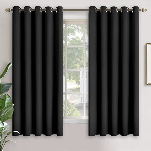 Image of YoungsTex Blackout Curtains for Bedroom 70 x 63 Inch - Thermal Insulated Drapes with Grommet Room Darkening Privacy for Living Room, 2 Panels, Black