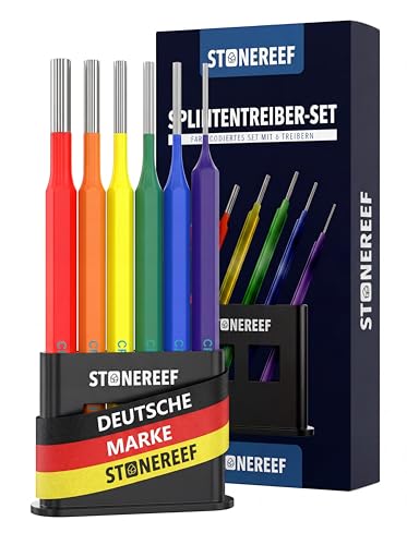 6x Splintentreiber Set Ø 28mm durchschlagfestes Punch Set aus Federstahl 150mm lang Pulverbeschichtet & verchromt Austreiber Werkzeug für Auto LKW Werkstatt Motorrad Hobby & Industrie