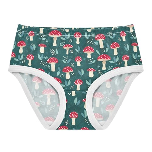 Little Girls' Soft Cotton Underwear Kids Breathable Comfort Mushroom Panties Briefs Toddler Undies
