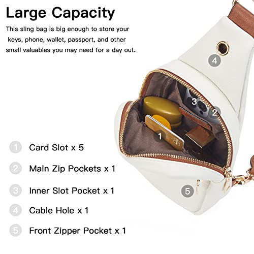 Telena Sling Bag For Women Vegan Leather Small Fanny Pack Crossbody Chest Bag Beige Brown #TOP1