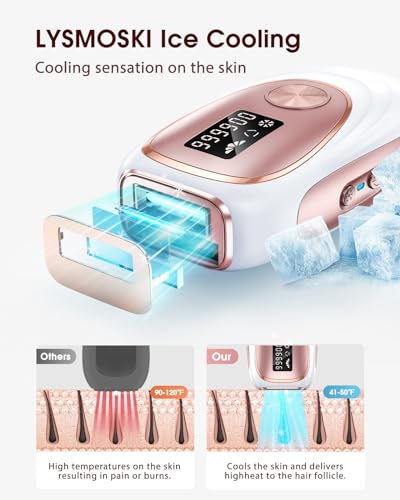 LYSMOSKI Laser Hair Removal, IPL Hair Removal with Ice-Cooling System for Painless & Long-Lasting Result, Safe At-Home Hair Remover Device for Armpits Back Legs Arms Face Bikini Line