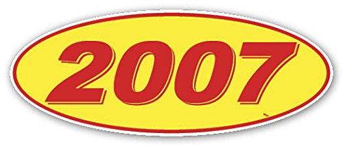 Image of CADS Oval Model Year Window Stickers (Red Numbers on Yellow) (12 Per Pack) (2007)
