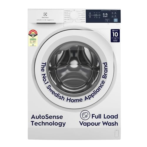 Image of Electrolux 9kg 5 Star Front Load Washing Machine, AutoSense Technology, Full Load Vapour Wash, Hygienic Care, EcoInverter Motor, UltimateCare 300, EWF9024D3WB, White