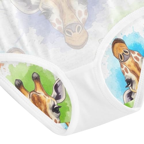 Toddler Panties, Watercolor Giraffe Cotton Underwear for Girls, 2T–8 Years4