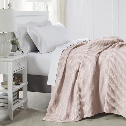 Image of Modern Threads 100% Cotton Waffle Thermal Blanket, Blush, King /California King