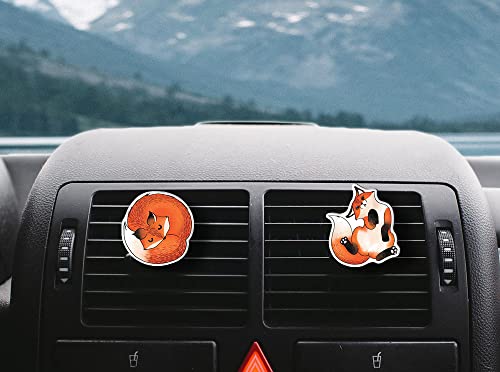 Image of WIRESTER Set of 2 Fresh Scented Car Air Freshener Vent Clip, Decorative Accessories, Interior Decoration for Cars, Dog, Cat, Fox, Frog, Raccoon, Pig Funny Playful Postures
