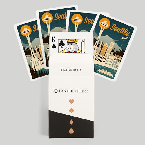 Lantern Press Seattle Retro Skyline Naipes Poker miniatura 6